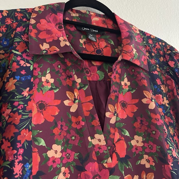 Jessica Howard Womens Dress Plus Size 16W Floral Chiffon Collared Boho Spring - Picture 7 of 12